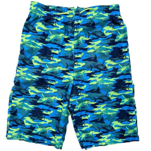 Joe Fresh Boys Swim Trunks Camo  Shark Print Size XL - Picture 1 of 5